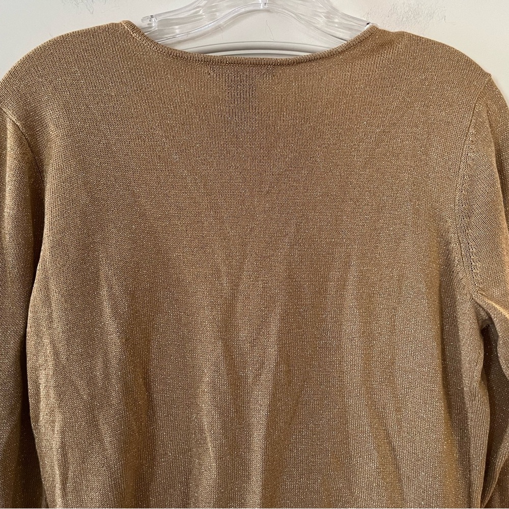 New York & Company Gold Metallic Wrap Blouse Sweater Women’s size medium - Picture 5 of 16
